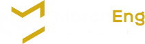 Logo da Marcheng em tons de amarelo e branco